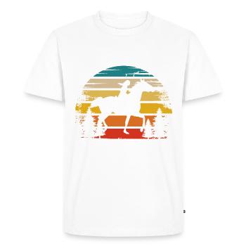 Rétro Soleil et Cheval - (2) - T-shirt Premium bio Homme - blanc - Devant - Nico (187cm)