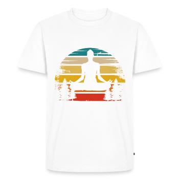 Retro Sun and Yoga - - Men's Premium Organic T-Shirt - white - Front - Nico (187cm)