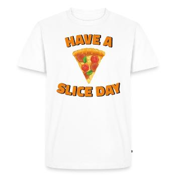 PRENEZ UNE TRANCHE DE PIZZA - T-shirt Premium bio Homme - blanc - Devant - Nico (187cm)