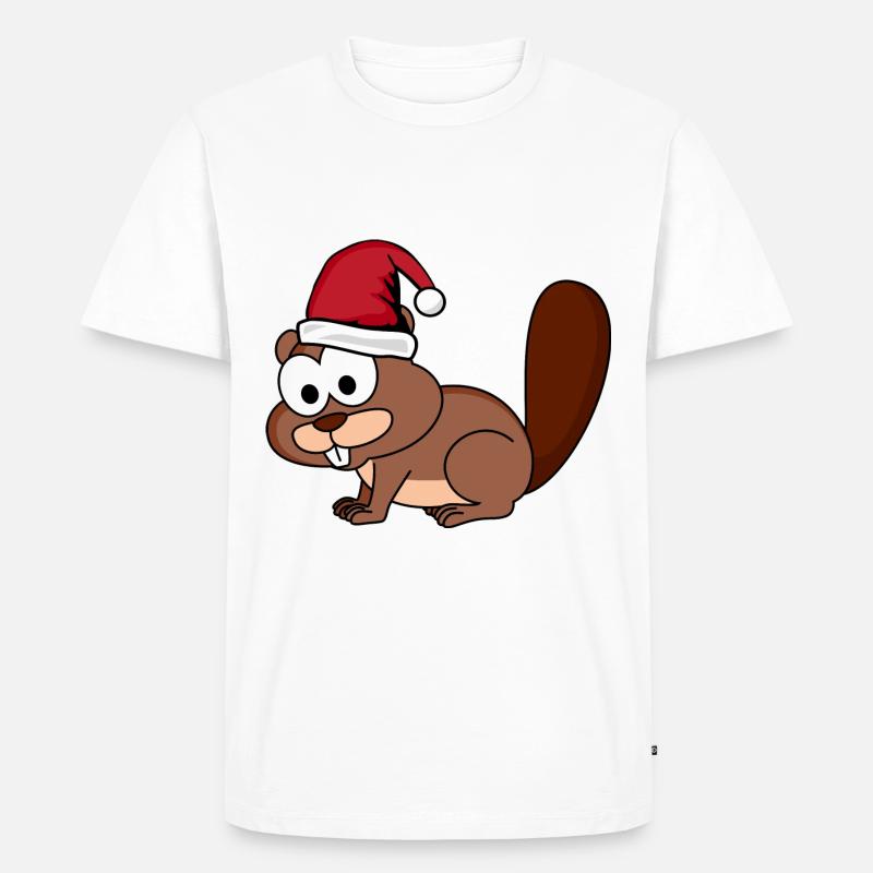 Biber Comic Weihnachten - Männer Premium Bio T-Shirt - Weiß