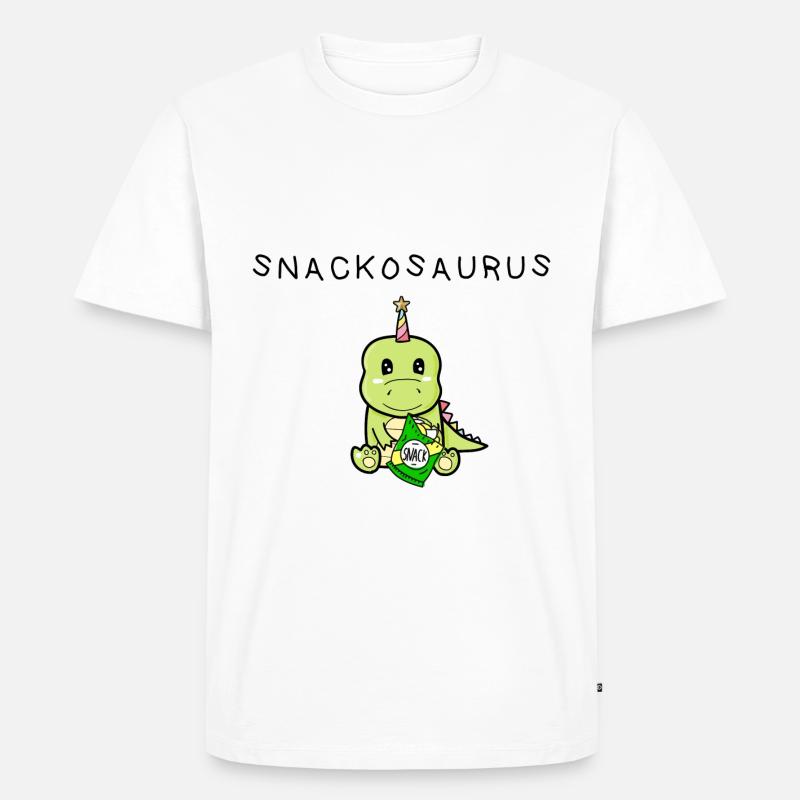 Snackosaurus Dinosaurier und Snack - Geschenkidee - Männer Premium Bio T-Shirt - Weiß
