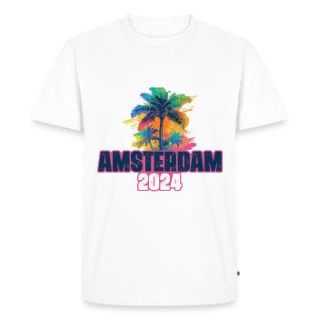 Amsterdam 2024 Holiday Palm Blob - Men's Premium Organic T-Shirt - white - Front - Nico (187cm)
