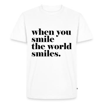 Your smile Our smile - Men's Premium Organic T-Shirt - white - Front - Nico (187cm)