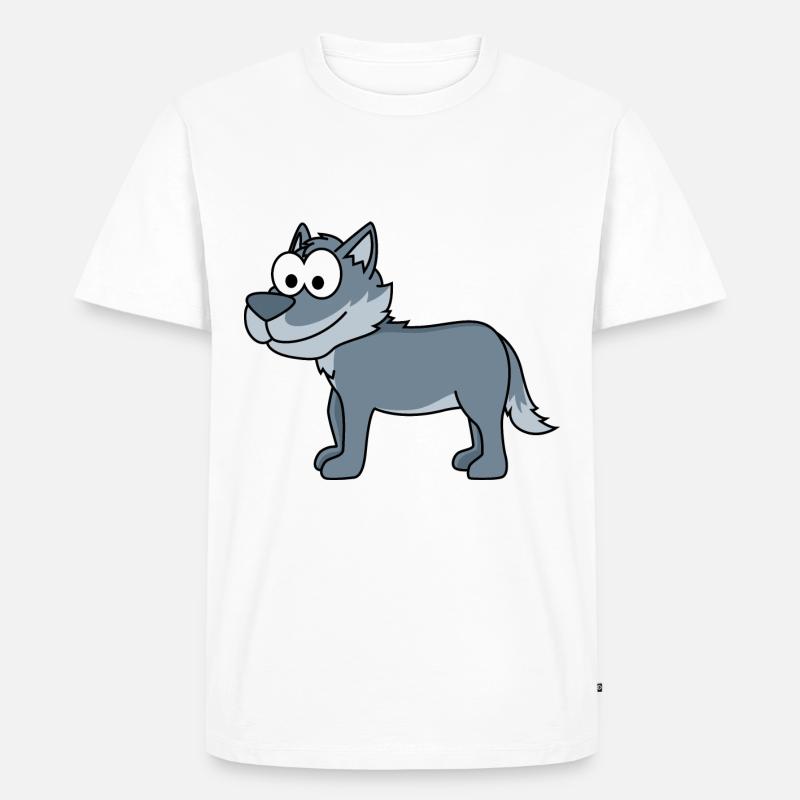 Wolf Comic Tier - Männer Premium Bio T-Shirt - Weiß