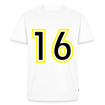 16 Number College - Men's Premium Organic T-Shirt - white - Front - Nico (187cm)