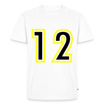 12 Nombre Collège - T-shirt Premium bio Homme - blanc - Devant - Nico (187cm)