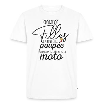 Princesses Motardes Authentiques - T-shirt Premium bio Homme - blanc - Devant - Nico (187cm)