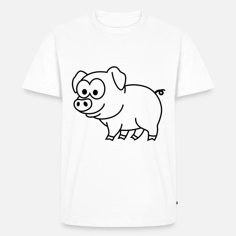 Schwein Comic Tier - Männer Premium Bio T-Shirt - Weiß