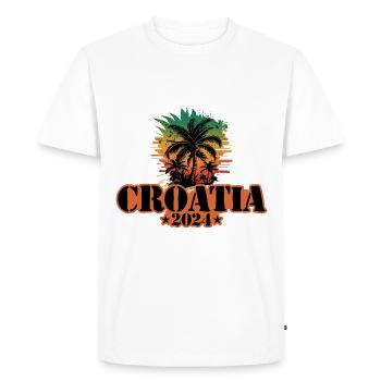 Croatia 2024 Team Palm Trees Colorful - Men's Premium Organic T-Shirt - white - Front - Nico (187cm)