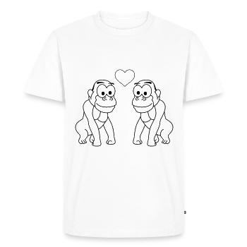 Gorilla Comic Couple Love - Men's Premium Organic T-Shirt - white - Front - Nico (187cm)