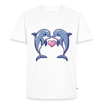 Dolphin Couple In Love Animal Valentine's Day - Men's Premium Organic T-Shirt - white - Front - Nico (187cm)