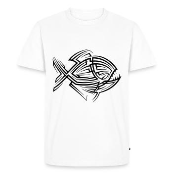 Piranha Tribal Tattoo - Men's Premium Organic T-Shirt - white - Front - Nico (187cm)