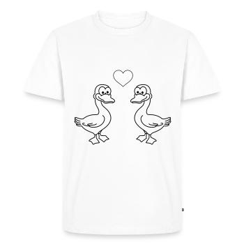 Goose Comic Couple Love - Men's Premium Organic T-Shirt - white - Front - Nico (187cm)