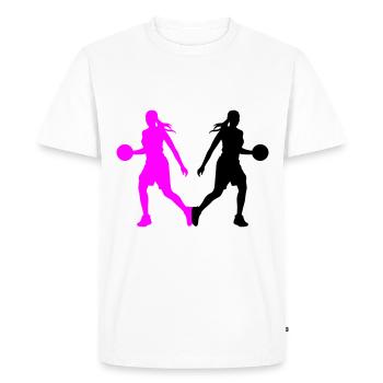 Joueur de basket-ball Silhouette Joueur de basket-ball Fra - T-shirt Premium bio Homme - blanc - Devant - Nico (187cm)
