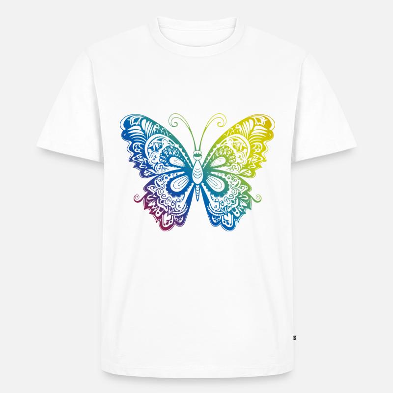 Schmetterling Mandala Boho - Männer Premium Bio T-Shirt - Weiß