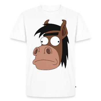 Crazy Cartoon Horse - Men's Premium Organic T-Shirt - white - Front - Nico (187cm)