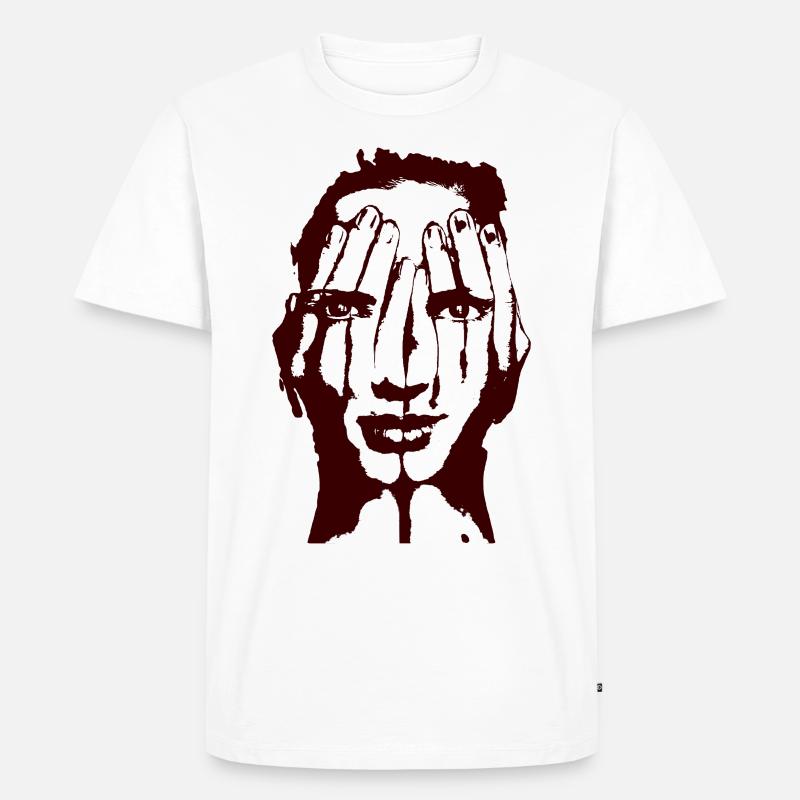 Hände Gesicht Kunst Geschenkidee - Männer Premium Bio T-Shirt - Weiß