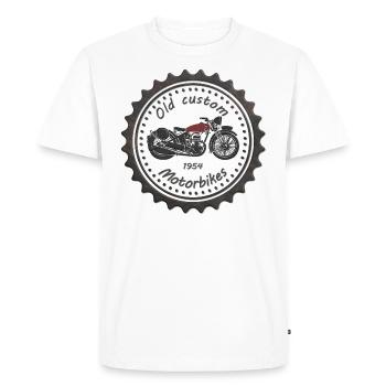 vaneemo® / Anciennes motos custom - T-shirt Premium bio Homme - blanc - Devant - Nico (187cm)