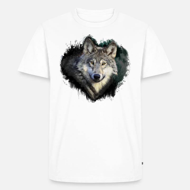 Wolf Liebe - Männer Premium Bio T-Shirt - Weiß