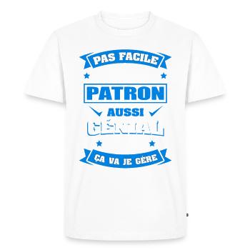 PATRON GÉNIAL - T-shirt Premium bio Homme - blanc - Devant - Nico (187cm)