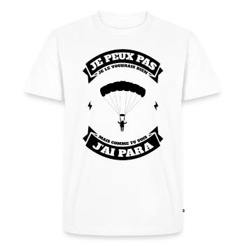 JE PEUX PAS J'AI PARACHUTE - T-shirt Premium bio Homme - blanc - Devant - Nico (187cm)