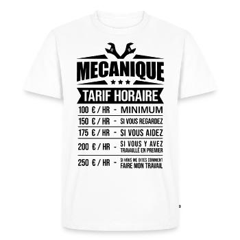 MÉCANIQUE TARIF HORAIRE - T-shirt Premium bio Homme - blanc - Devant - Nico (187cm)