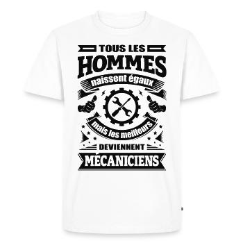 LES MEILLEURS HOMMES DEVIENNENT MÉCANICIENS - T-shirt Premium bio Homme - blanc - Devant - Nico (187cm)