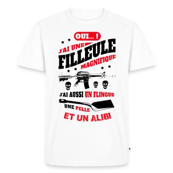 J'AI UNE FILLEULE MAGNIFIQUE - T-shirt Premium bio Homme - blanc - Devant - Nico (187cm)