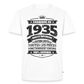FABRIQUÉ EN 1935 - T-shirt Premium bio Homme - blanc - Devant - Nico (187cm)