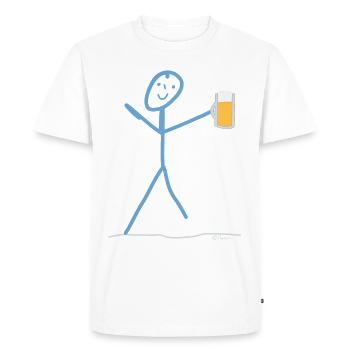 Beer Stick Man Drinking ToastIng Celebrations - Men's Premium Organic T-Shirt - white - Front - Nico (187cm)