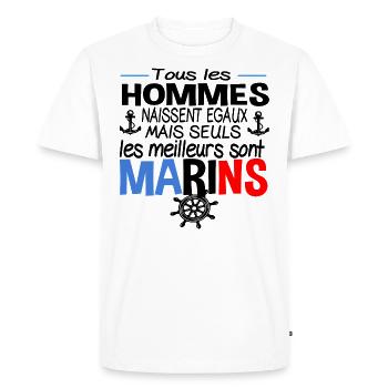 Marin Marine Skipper Métier Cadeau Humour Mer - T-shirt Premium bio Homme - blanc - Devant - Nico (187cm)