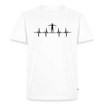 Musculation Gym fitness sport Entraînement - T-shirt Premium bio Homme - blanc - Devant - Nico (187cm)