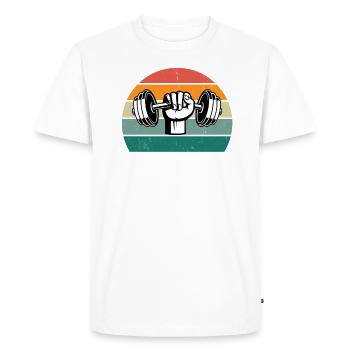Musculation Gym fitness sport Entraînement - T-shirt Premium bio Homme - blanc - Devant - Nico (187cm)
