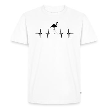 Flamants roses Oiseau rose une patte debout flamant rose - T-shirt Premium bio Homme - blanc - Devant - Nico (187cm)