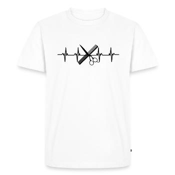 Coupe de cheveux coiffeur Coiffeur Ciseaux Sèche-cheveux Sèche-cheveux - T-shirt Premium bio Homme - blanc - Devant - Nico (187cm)