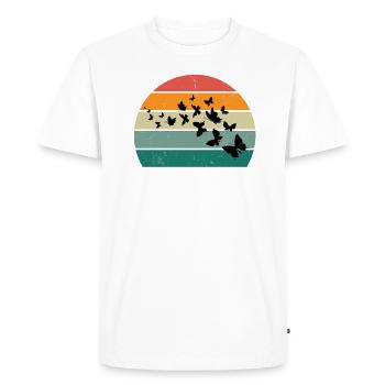 Butterfly Caterpillar Caterpillar Cocoon Fly Flower - Men's Premium Organic T-Shirt - white - Front - Nico (187cm)