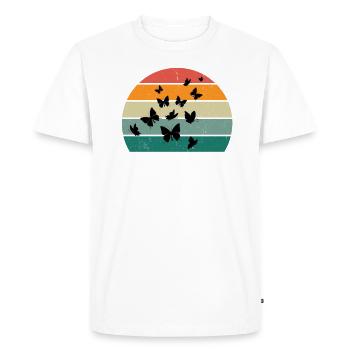 Butterfly Caterpillar Caterpillar Cocoon Fly Flower - Men's Premium Organic T-Shirt - white - Front - Nico (187cm)