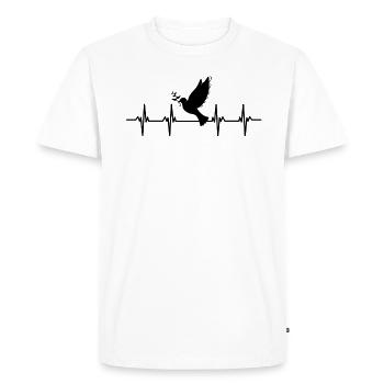 pigeon plume pigeon vol pigeon vol pigeon calciné pigeons carbonisés - T-shirt Premium bio Homme - blanc - Devant - Nico (187cm)