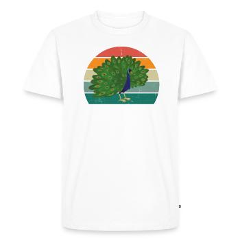 Peacock Wheel Peacock Feather Rooster Hen Wheel Peacock Peathing - Men's Premium Organic T-Shirt - white - Front - Nico (187cm)