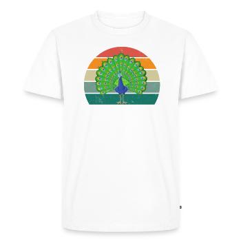 Roue de paon Paon Plume de coq Roue de poule Paon Pewing - T-shirt Premium bio Homme - blanc - Devant - Nico (187cm)