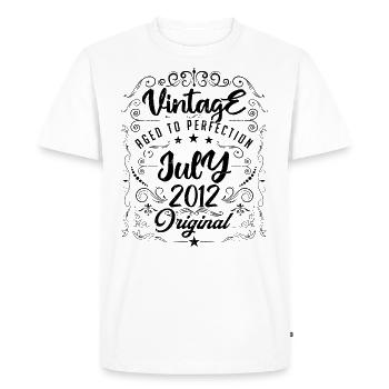 Vintage Né(e) en juillet 2012 anniversaire Juillet - T-shirt Premium bio Homme - blanc - Devant - Nico (187cm)