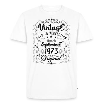 Born in September 1973. birthday September 1973. - Men's Premium Organic T-Shirt - white - Front - Nico (187cm)