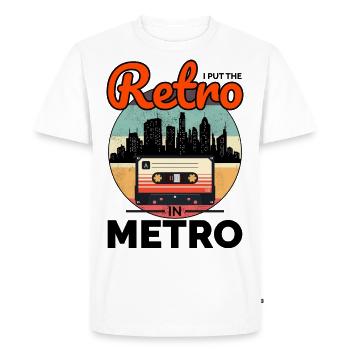 Quand le rétro rencontre le métro : le paysage urbain emblématique des années 80 - T-shirt Premium bio Homme - blanc - Devant - Nico (187cm)