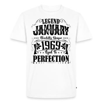 Janvier 1969. Cadeau d'Anniversaire janvier 1969. - T-shirt Premium bio Homme - blanc - Devant - Nico (187cm)