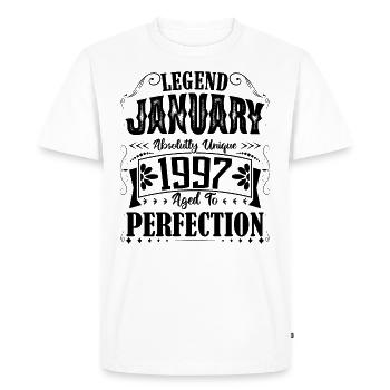 Janvier 1997. Cadeau d'Anniversaire janvier 1997. - T-shirt Premium bio Homme - blanc - Devant - Nico (187cm)