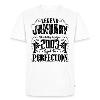 Janvier 2003. Cadeau d'Anniversaire janvier 2003. - T-shirt Premium bio Homme - blanc - Devant - Nico (187cm)
