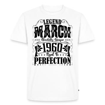 Mars 1960. Cadeau d'Anniversaire mars 1960. March. - T-shirt Premium bio Homme - blanc - Devant - Nico (187cm)