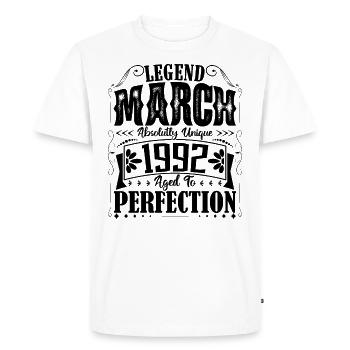 March 1992. March 1992 Birthday Gift. March. - Men's Premium Organic T-Shirt - white - Front - Nico (187cm)