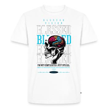 Crâne coloré : un design trippant pour l’art et la mode - T-shirt Premium bio Homme - blanc - Devant - Nico (187cm)