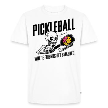 Pickleball Where Friends Get Smashed Cool Skeleton - T-shirt Premium bio Homme - blanc - Devant - Nico (187cm)